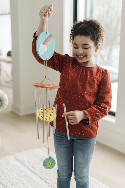 MindWare Make Your Own Wind Chime Craft Kit – Makes 1 Wind Chime, Includes 13 Paint Colors, 3 Brushes and Instructions