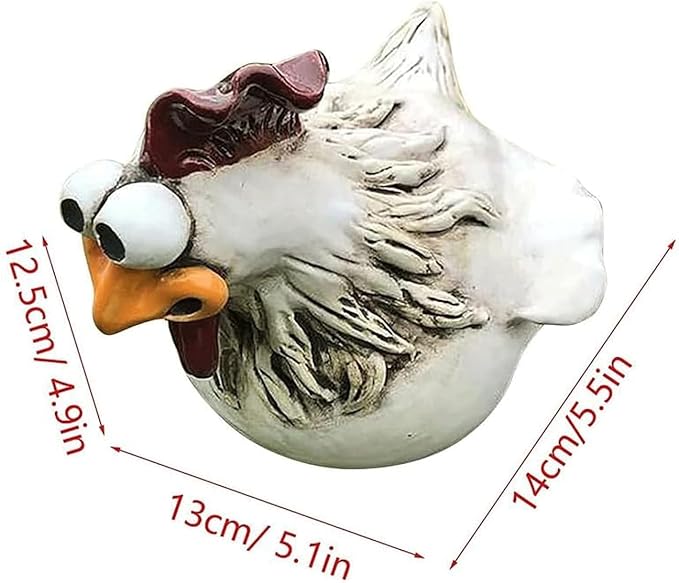 Garden Statues Funny Face Chicken Fence Ornament Resin Ornament Hanging Foot Chicken Yard Statue Outdoor Chicken Decor Garden Statues Yard Ornaments Decor