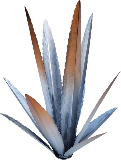 Large Tequila Rustic Sculpture, Wind Resistant Metal Agave Plants Garden Art for Outdoor Home Decor, DIY Hand Painted Metal Agave Yard Sculpture Statue Garden Lawn Ornament Gift (1, Silver)