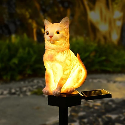 Cat Solar Light Ornaments Garden Decor Outdoor Lawn Decorations Cute Animal Stake Patio Yard Statue Waterproof Tabby Gifts for Lovers