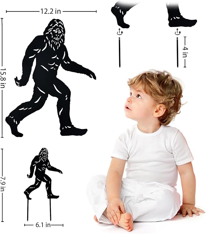 15.8 inch Bigfoot Metal Outdoor Decor Big Foot Sasquatch Gifts for Men Dad Women Bigfoot Silhouette Statues for Outside, Patio, Lawn, Yard Art, Forests, Yard Display, Garden Decorations