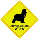 Caution Afghan Hound Crossing XING Tin Sign Afghan Hound Dog Area Warning Street Sign Afghan Hound Novelty Caution Road Sign for Outdoor Home Driveway Garden Yard Park 15x15in
