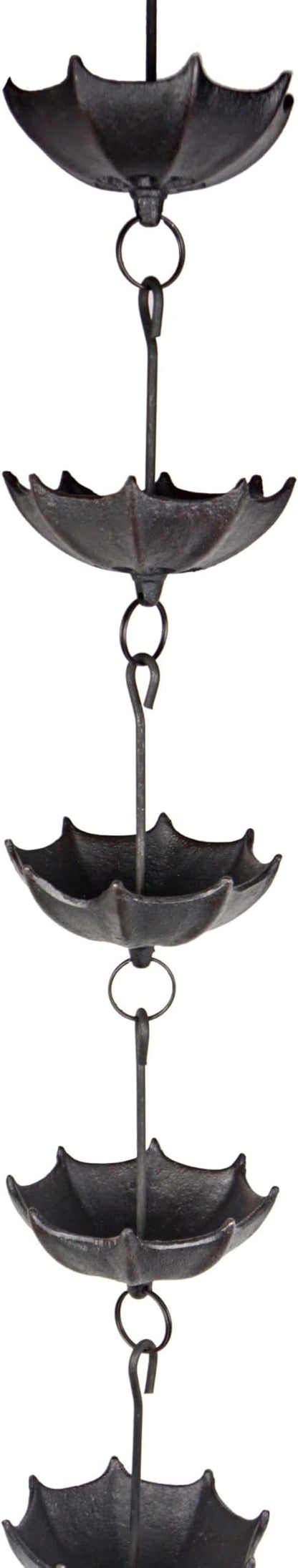 NACH Decorative Umbrella Rain Chain, Heavy Duty Cast Iron Rain Chains for Gutter, Downspout, Outdoor Drain, 96" (8 ft), JS-RNC007