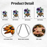 Hibiscus Tea Cup and Books Acrylic Suncatcher Stained Glass Effect Window Car Hanging Christmas Ornament Indoor Outdoor Decor Garden Sun Catcher Panel for Book Lover for Women Mom Grandma