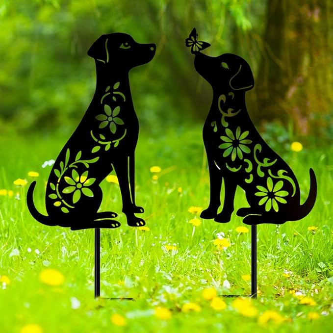 Dog Metal Decorative Garden Stakes, Dachshund Unique Gifts for Dog Lovers, Garden Decor for Outside, Yard Art, Patio, Outdoor Decor, Garden Decorations, Lawn Ornaments (2 Pack)