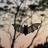 Bat Stained Glass Window Hanging Suncatcher for Window,Halloween Bat Decoration 7.1×3.0 inch…