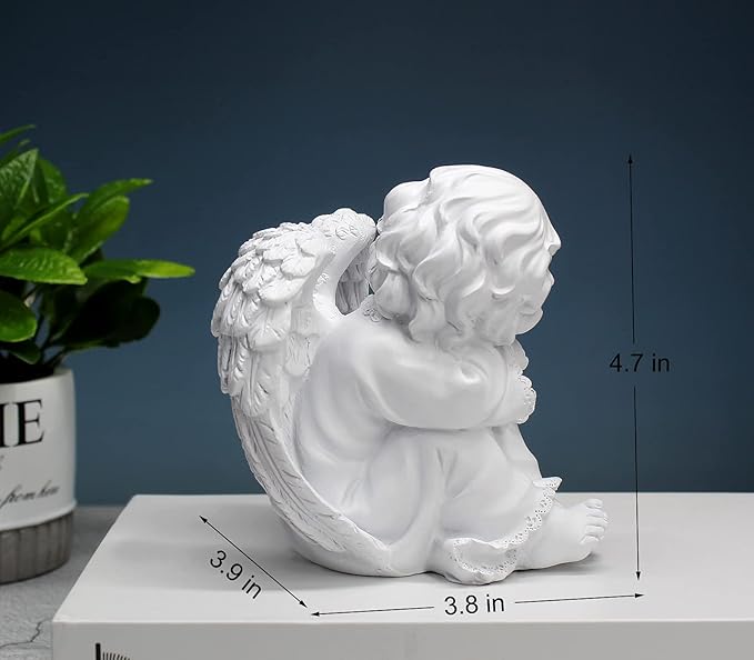 Praying Angel Figurine, Waterproof Angel Wings Statue, Garden Memorial Angel, Resin Praying Angel Figurine for Home Decor or Garden