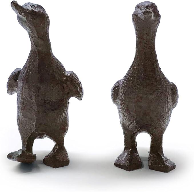 Heavy Duty Cast Iron Duck Statue,Small Cute Duck Statuary Ducks Decor for Garden Figure Home Decoration Pack of 2