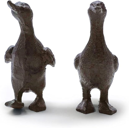 Heavy Duty Cast Iron Duck Statue,Small Cute Duck Statuary Ducks Decor for Garden Figure Home Decoration Pack of 2