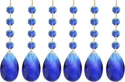 PATIKIL Teardrop Crystal Chandelier Pendants Beads, 6 Pack 120mm Length 38mm Chandelier Prisms Parts Ornaments Hanging Beads for DIY Arts Crafts Decoration, Dark Blue