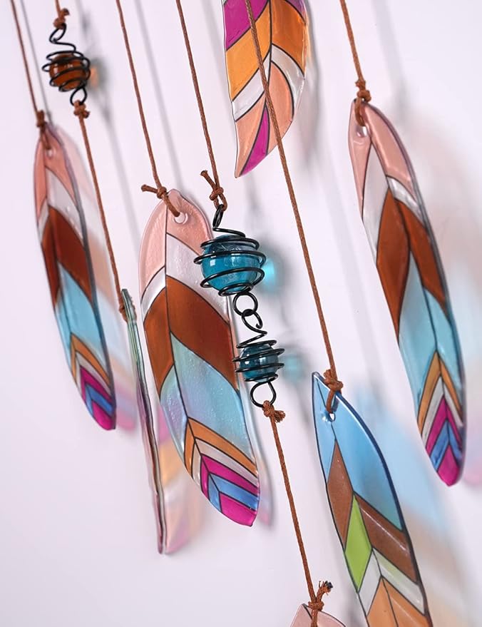 SEINHIJO Metal Arrow Wind Chimes Sandblasted Glass Decor Wall Art Memorial Gift for Outdoor Indoor Mom19.3 Inch