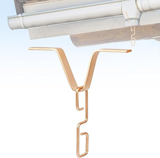 Rain Chain Gutters Adapter Clip - V Shaped Hook Hanger Garden Rain Catcher System, Water Diverter Accessories (1 PCS, Brown)