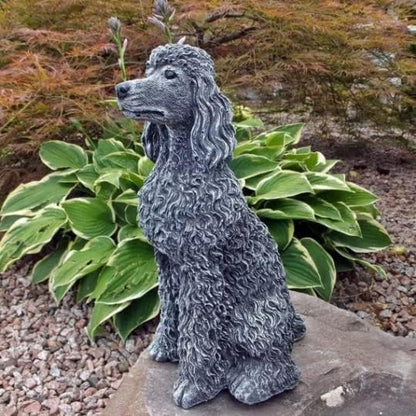 Concrete Sitting Poodle Puppy Figurine Sitting Poodle Dog Statue Outdoor Garden or Backyard Art
