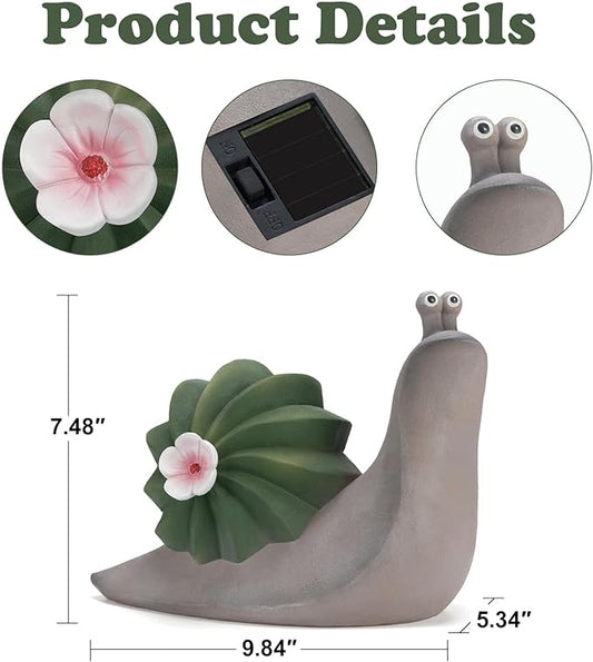 Etlemonde Solar Cactus Snail Statue Garden Decor Light - Outdoor Decorative LED Flower, Suitable for Patio, Lawnand Garden Decorations, Gifts for Mom