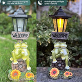 Solar Frog Garden Statue, Outside Frog Statue Gift - Outdoor Solar Garden Figurines Decorative Art Housewarming Gift Suitable for Balcony, Courtyard, and Lawn Decor
