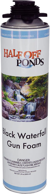 Half Off Ponds Waterfall Gun Foam – Black Expanding Pond Foam Sealant for Koi Ponds, Waterfalls & Landscape Rockwork – 24oz Polyurethane Can for Foam Gun – Outdoor Waterproof Gap Filler