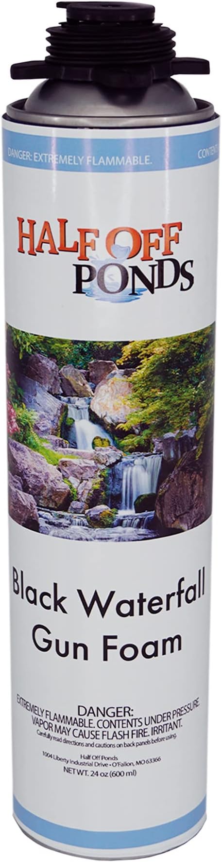 Half Off Ponds Waterfall Gun Foam – Black Expanding Pond Foam Sealant for Koi Ponds, Waterfalls & Landscape Rockwork – 24oz Polyurethane Can for Foam Gun – Outdoor Waterproof Gap Filler