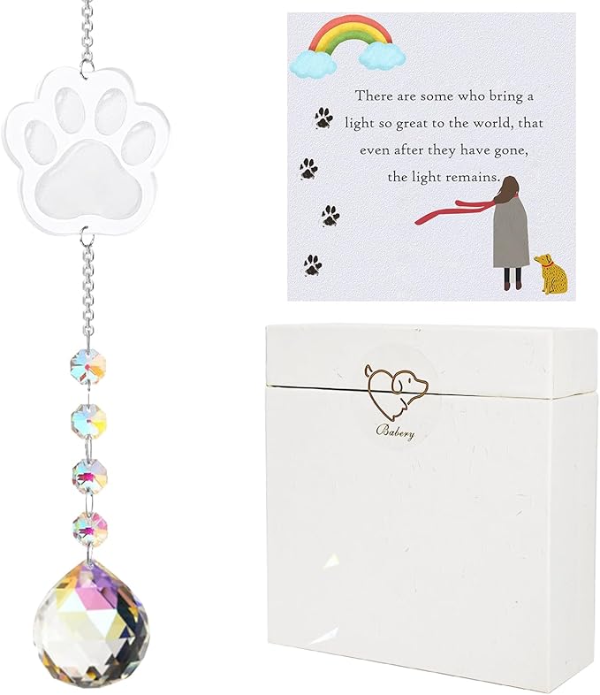 Dog Memorial Gifts for Loss of Dog, K9 Crystal Suncatcher Rainbow Maker Pet Memorial Gifts for Dogs/Cats, Handmade Sun Catcher Window Hanging for Pet Lovers,Thoughtful Pet Loss Sympathy Gift