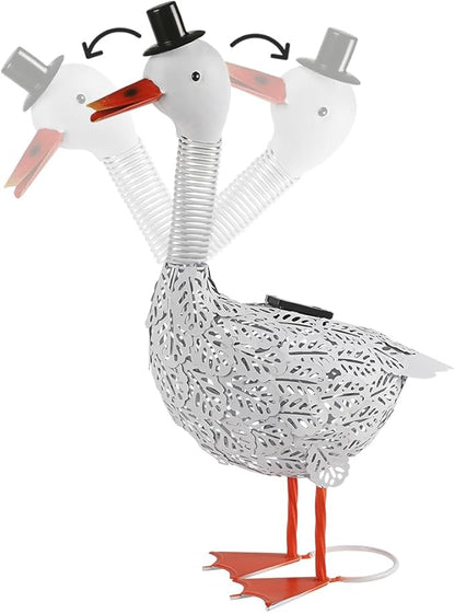 Porch Goose Garden Statue, Solar Metal Goose Yard Statue, 20 Inches High Geese Decoration, Garden Decor for Outside, Outdoor Goose Figurine for Patio, Porch, Yard, Lawn Ornament, Garden goose Gift