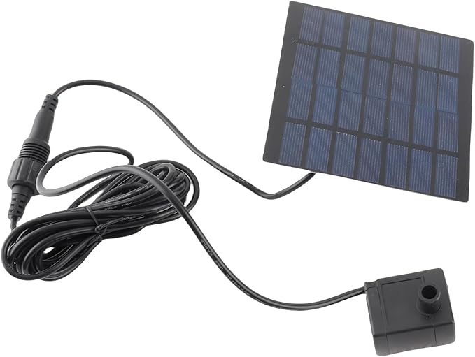 Zerodis Solar Fountain Pump, Brushless with 4 Sprinkler Heads for Garden Pond Bird Bath, Solar Powered Fountain Kit, 30-60cm Water Height, Tempered Glass Panel