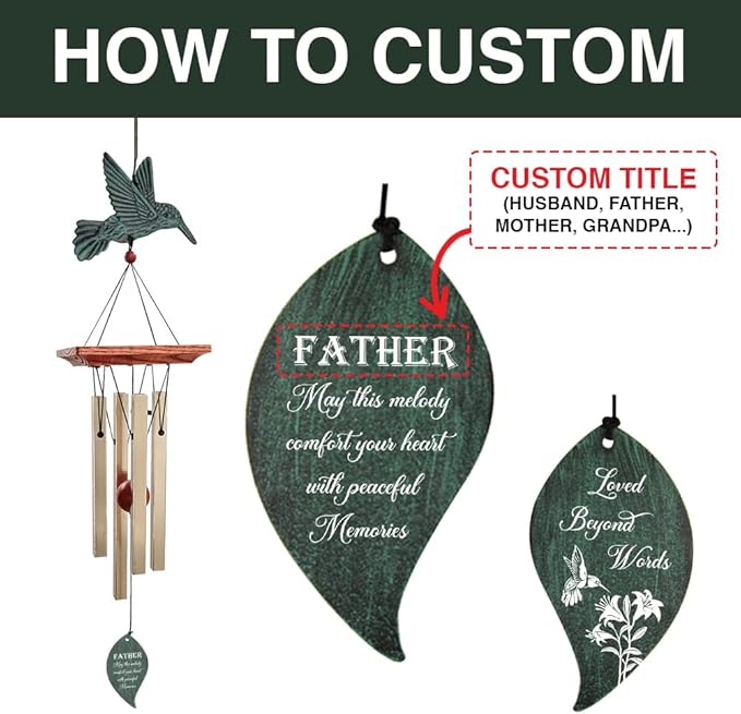 ASTARIN Memorial Custom Wind Chimes for Loss of Loved One, Wind Chimes for Patio Yard Decor, 24'' (Condolences-8)
