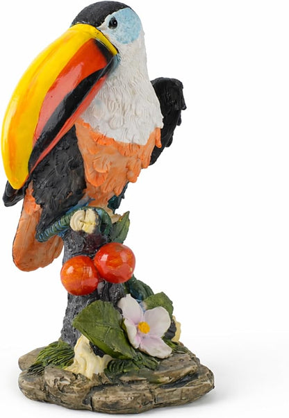 Toucan Outdoor Statue, Resin Garden Lawn Yard Decor Sculpture, Funny Figurine Ornament for Porch Patio Flower Bed Home Bookshelf or Tabletop