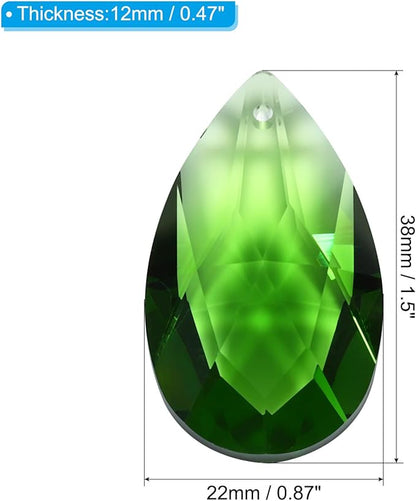 PATIKIL K9 Crystal Pendants Teardrop Beads, 10 Pack 38mm Chandelier Prisms Parts Hanging Beads DIY Lamp for Arts Crafts Decoration, Green