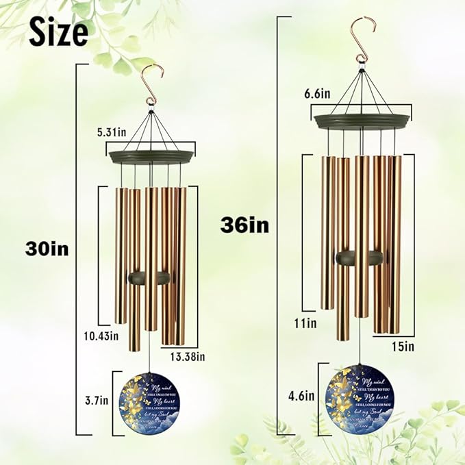 Personalized Wind Chimes, 36inch Memorial Wind Chimes, Butterfly Custom Name Sympathy Gifts, in Loving Memory of Dad/Mom, Wind Chime for Loss of Loved Ones (Produced in USA)