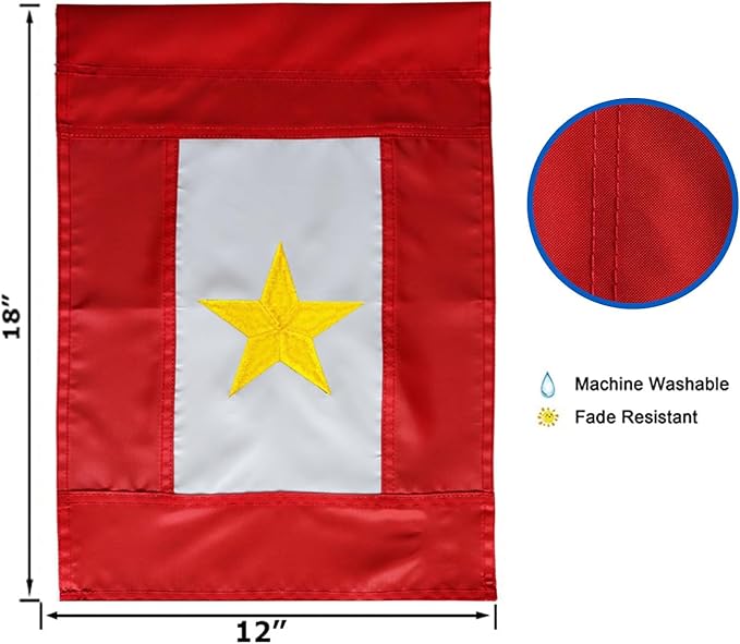 Premium Military Service Garden Flag Embroidered One Golden Star 12.5×18 Inches- Oxford Nylon 210D | USA Family Member On Service Army Navy Marine Corps Decoration Gift Yard House Banner