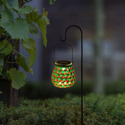 Starsoul 4 Pack Solar Lanterns Outdoor Waterproof, Vibrant Mosaic Hanging Solar Lights, Decorative Solar Lantern for Outside Garden Decor