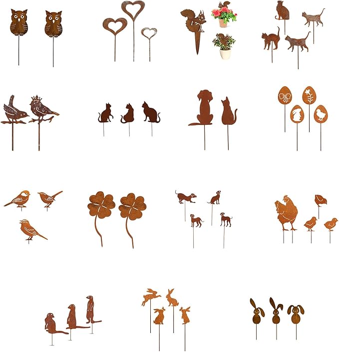 Gardens Stake,Metal Animal Yard Decors Garden Art Rusted Animals for Outside Decorations Outdoor Decorative Stake Accessory