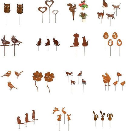 Metal Animal Yard Decors Arden Art Rusted Animals or Outside Decorations Outdoor Decorative Stake Lawn Accessory