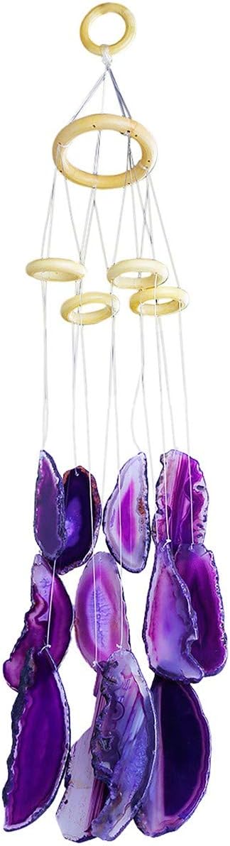 rockcloud Agate Slices Geode Wind Chime Home Garden Decoration Figurine, 20-24 inches, Purple