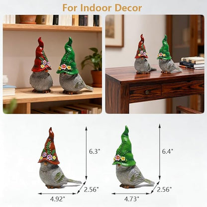 2Pcs Bird Statues Cute Bird Sculptures Garden Decor Bird Figurines Home Decor Decorative Bird Ornaments for Indoor Outdoor Patio Lawn Yard Tabletop Bookshelf Decor