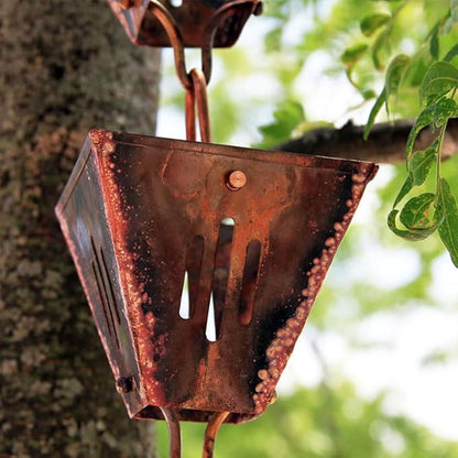 Nutshell Stores Slotted Square Cups Rain Chain - Copper - 8 Feet