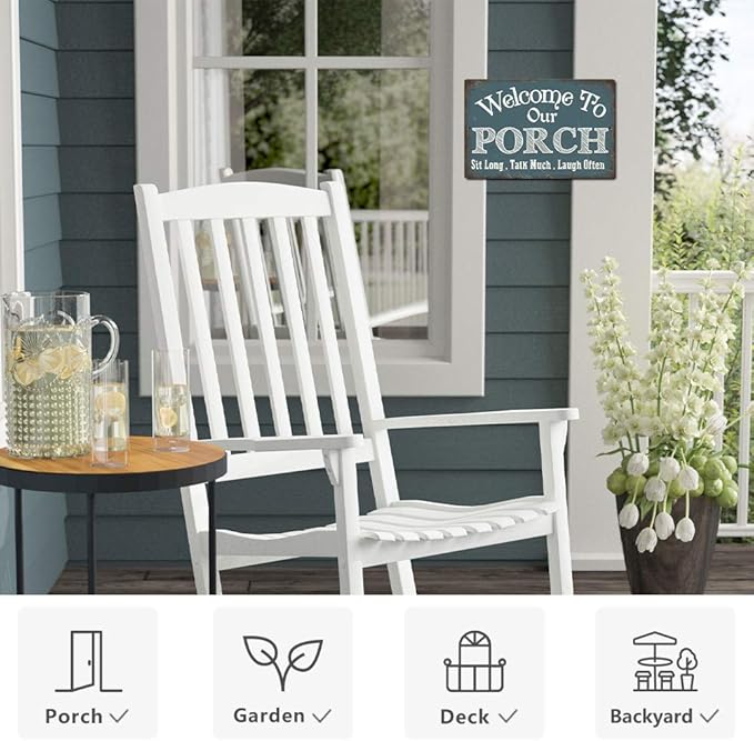 Putuo Decor Welcome to Our Porch Sign, Aluminum Metal Wall Sign for Home, Bar, Farmhouse, 12x8 Inches Use Outdoor/Indoor