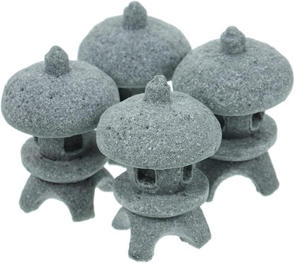 Cabilock Miniature Pagoda Statues 4Pcs Japanese Garden Statue Decor, Stone Lantern Asian Decor Bonsai Micro Landscape Kit Zen Garden Accessories