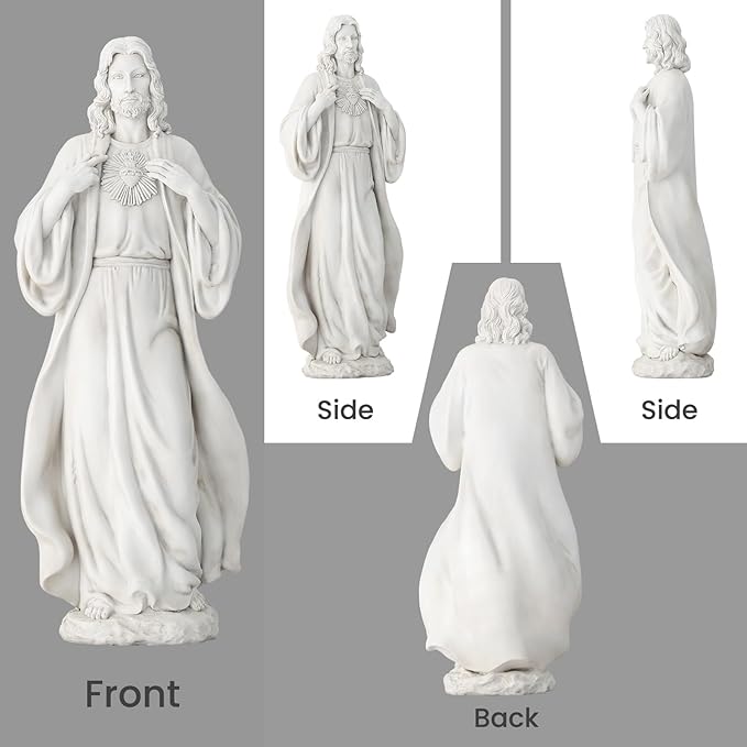 EROMMY 24.8'' Sacred Heart of Jesus Statue Hand-Painted Catholic Jesus Christ Figurine for Garden, Outdoor Yard, Patio, Lawn, Hallway, Religious Gift