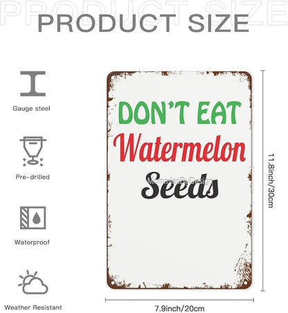 Vintage Tin Metal Sign Don t Eat Watermelon Seeds Maternity Graphic Fitted 2 8x12 Inches Retro Wall Decor for Home,Garden,Patio,Office,Kitchen,Bathroom,Funny Quotes & Motivational Decorations