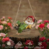 TERESA'S COLLECTIONS Garden Decor, Garden Gnomes Lying on Hammock, Gnomes Decor, Waterproof Resin Garden Decor, Garden Gifts for Mom,Indoor/Outdoor,7"