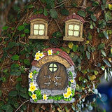 vomiceak Fairy Gnome Home for Tree Decor，Glow in Dark Fairy House Have Window and Door for Garden Decoration，Fairies Sleeping Door and Windows, Yard Art Garden Sculpture, Lawn Ornament