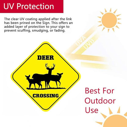 Deer Crossing Signs Square Funny Metal Signs for Home Decor Kids Room Gate Yard Sign Novelty Gifts 12"x12"