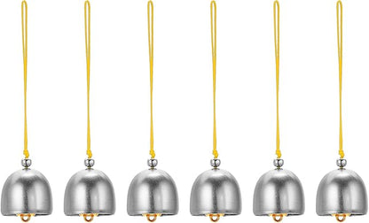 PATIKIL 6 Pcs Wind Chime, Hanging Bells Temple Bells Retro Outdoor Hanging Metal Chinese Wind Chime Round for Outside Garden Camping, Silver Yellow