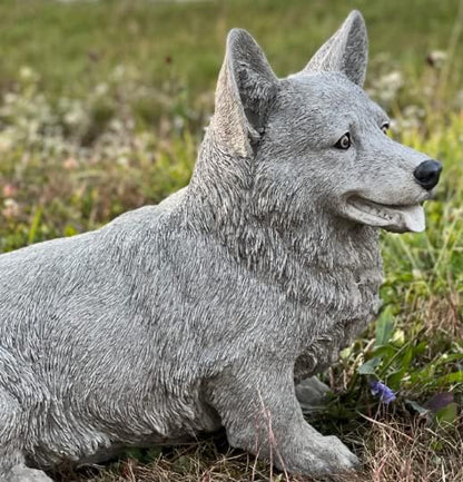 Large Corgi Sculpture Concrete Welsh Corgi Statue Pembroke Welsh Corgi Dog Figure Pet Lower Gift Outdoor Lawn Ornament Patio Decoration