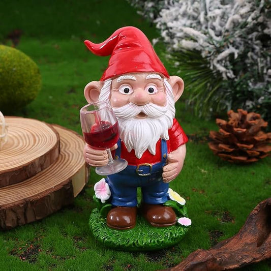 Garden Gnome Statue, 12 inch Outdoor Lawn Decoration, Weather Resistant Resin, Freestanding
