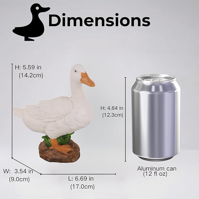 Porch Duck Statue Outdoor Decor,5.6''(H) White Duck Garden Sculptures for Yard Lawn,Resin Animal Figurines Home Patio Art Decorations
