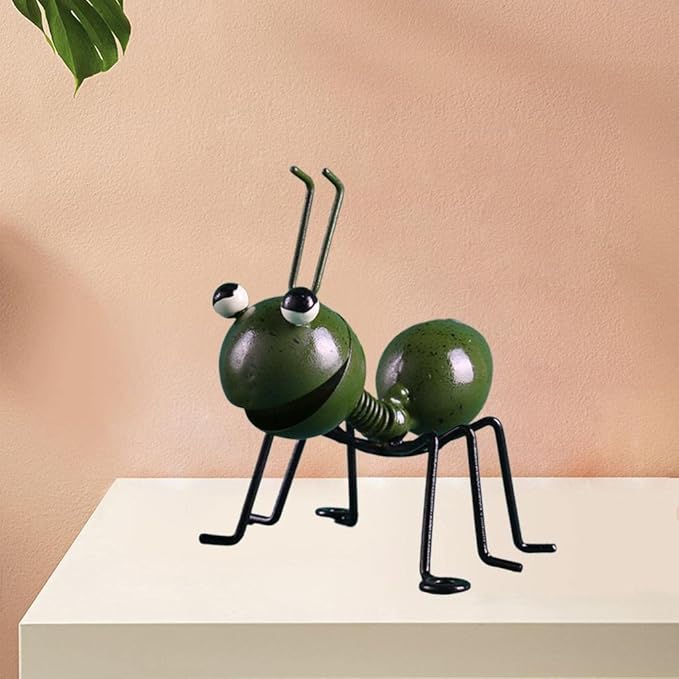 Garden Sculpture Metal Ants Hanging Wall Art Garden Lawn Yard Landscaping Decoration Home Gardening Gift Ornament (Green)