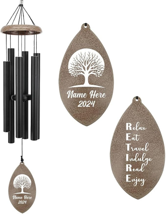 ASTARIN Personalized Happy Retirement Gift, Custom Name Retirement Wind Chimes for Women Men, 35" Large Deep Tone Wind Chime Retire Gifts for Teacher Co-Workers Friends Parents(Produced in USA)