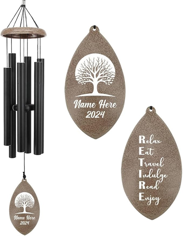ASTARIN Personalized Happy Retirement Gift, Custom Name Retirement Wind Chimes for Women Men, 35" Large Deep Tone Wind Chime Retire Gifts for Teacher Co-Workers Friends Parents(Produced in USA)