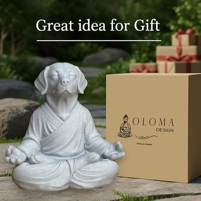 OLOMA Solid Concrete Meditation Dog Sculpture Heavy Stone Statue with Protective Resin Coating Outdoor Indoor Patio Lawn Decorative Accent Piece for Landscape Design Decorative Garden Accent Feature